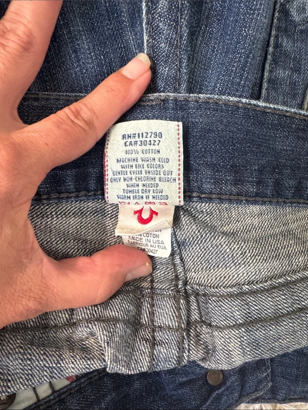 True Religion Women's Dark Blue Flare Jeans with Signature Back Pockets